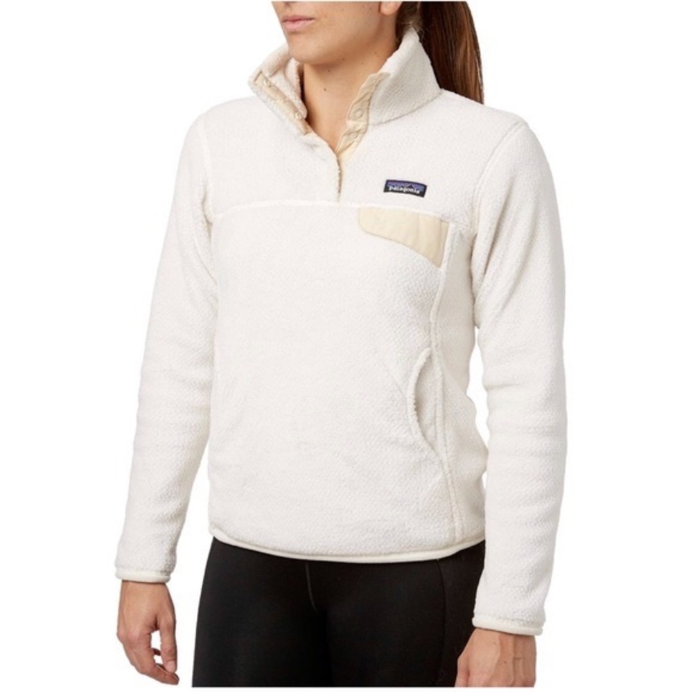 Patagonia Retool Snap T Fleece Pullover- Raw Linen - White X-Dye